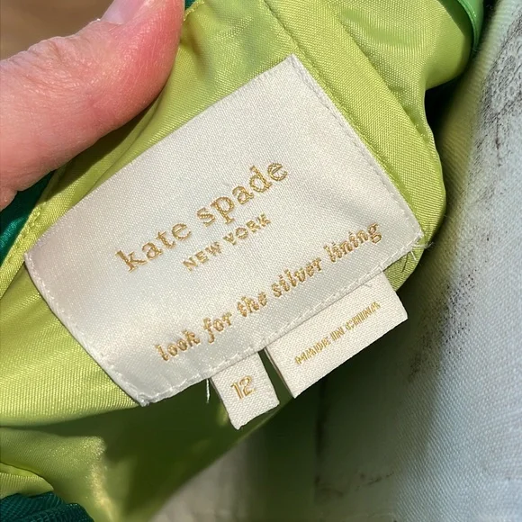 Kate Spade Kelly green strapless silk dress New York peacock way Kay 12 - Picture 7 of 14